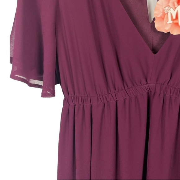 SHOW ME YOUR MUMU EMILY EMPIRE FLUTTER SLEEVE CHERRY RED MAXI BRIDESMAID DRESS - Picture 11 of 15